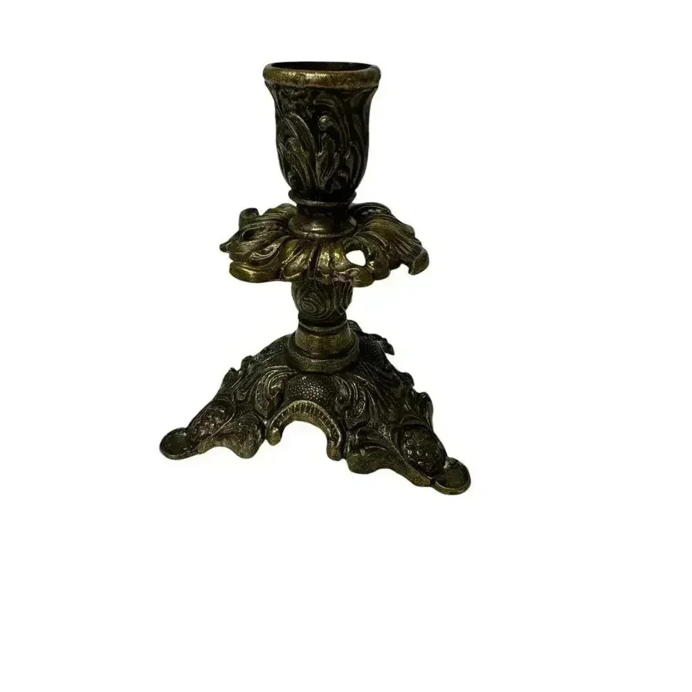 Vintage Italian Ornate Brass Candlestick Holder - Picture 6 of 10